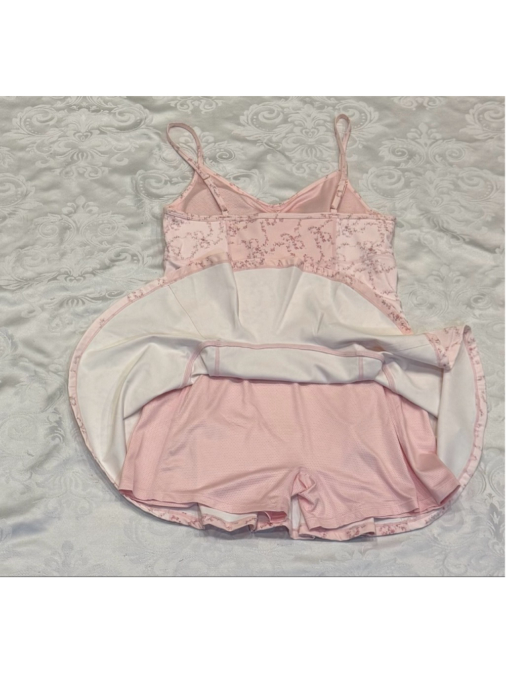 LoveShackFancy Sylvie Active Tennis Dress Peony Sugar Bow Pink Romper NWT L Larg - Picture 5 of 7